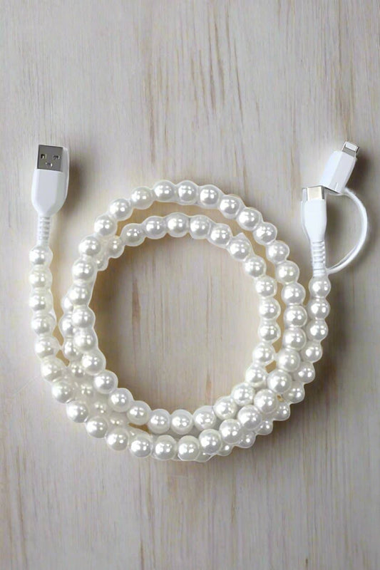 White Pearl Cord Phone Charger