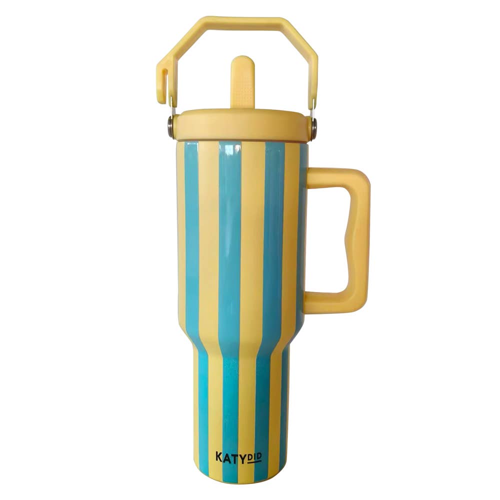 Yellow and Aqua Striped 38 Oz Cabana Jug Tumbler
