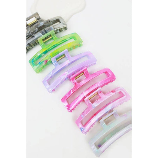Shimmering Marbled Cut Out Rectangle Hair Claw