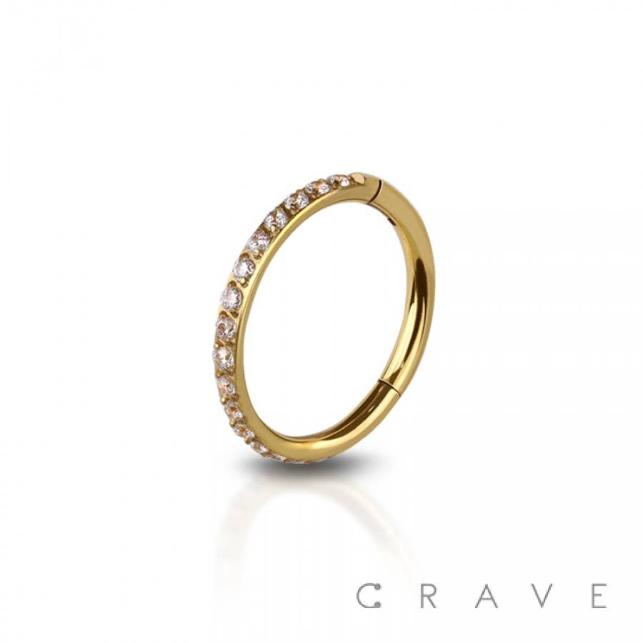 316L SS SIDE CZ HINGED SEGMENT RING FOR SEPTUM,HELIX, TRAGUS