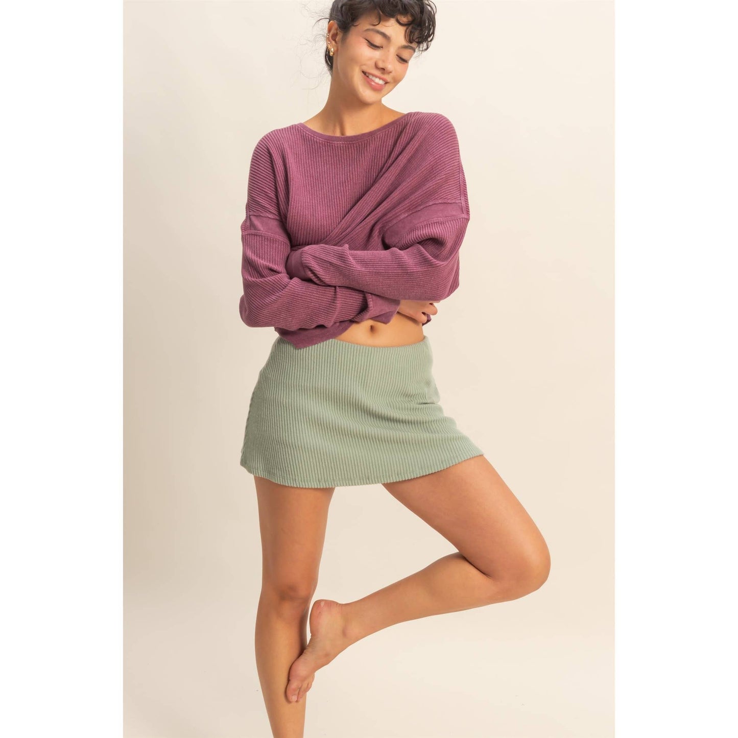Blooming Soft Ribbed Skort