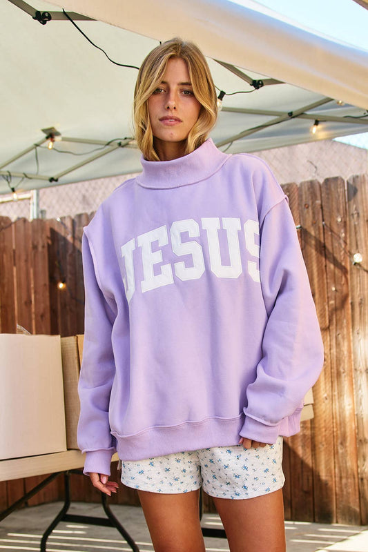 Jesus Embroidered Mock Crew