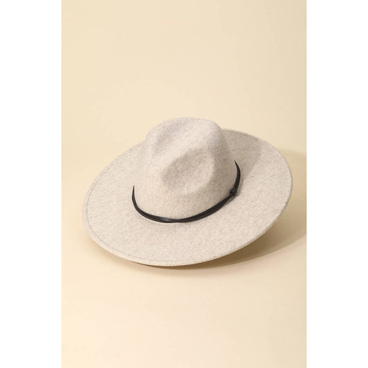 Thin Strap Flat Brim Fedora Hat