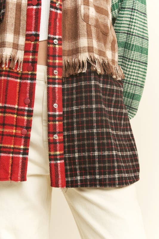 PATCHWORK PLAID SHACKET