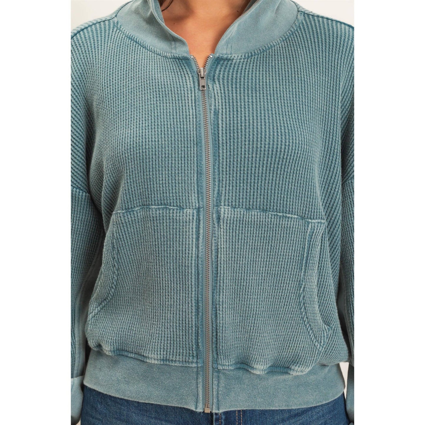 Weekday Waffle Knit Zip-up