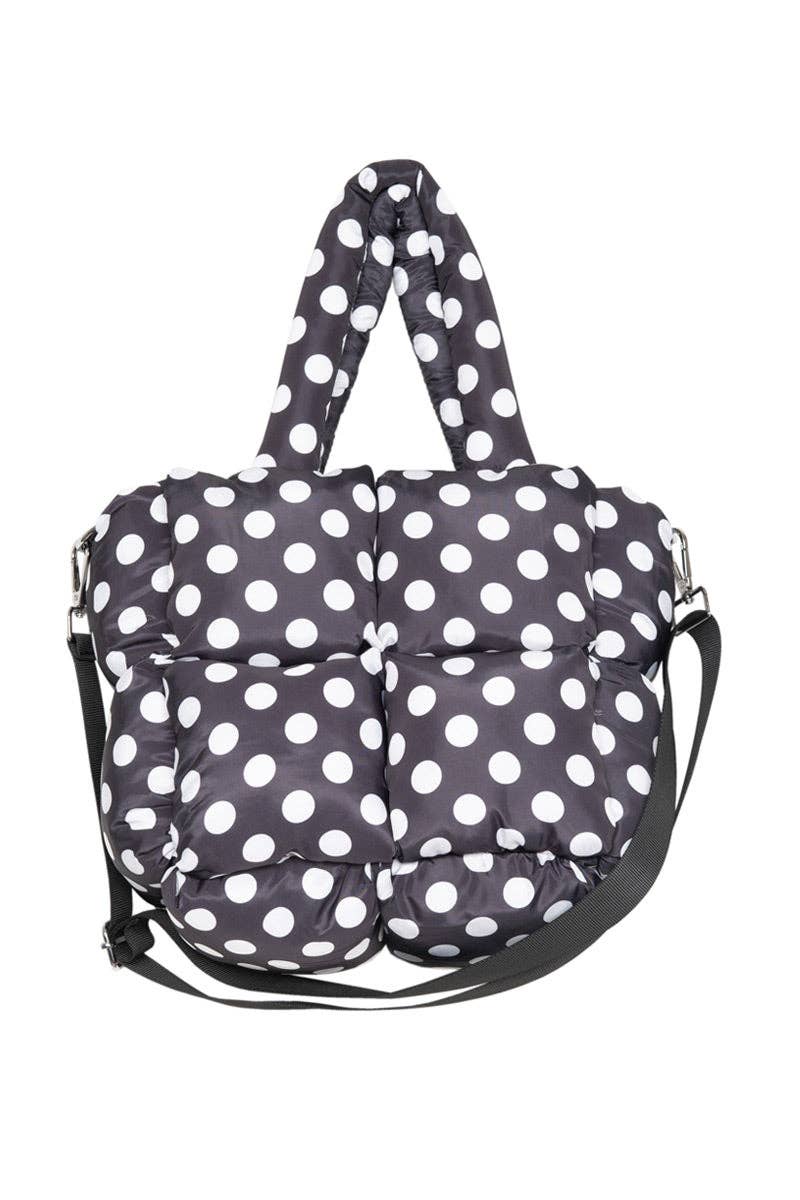 Black and White Polka Dot Wholesale Mini Puffer Tote Bag