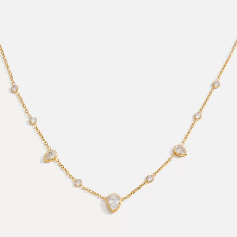 18K STAINLESS STEEL TARNISH FREE CZ NECKLACE