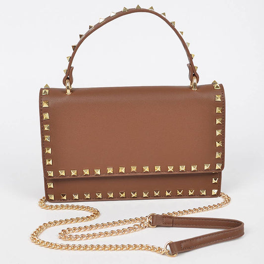 Metal Studded Faux Leather Clutch