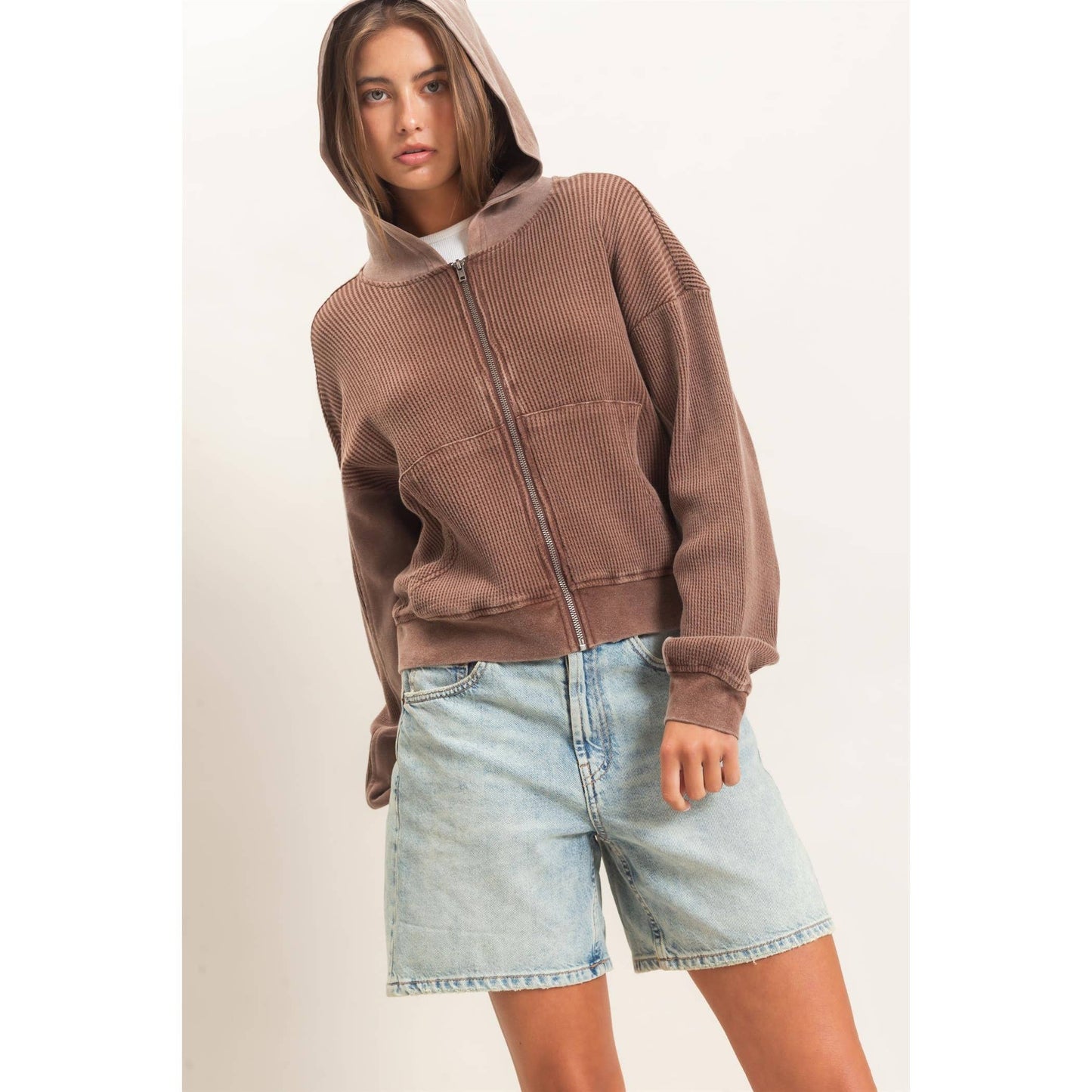 Weekday Waffle Knit Zip-up