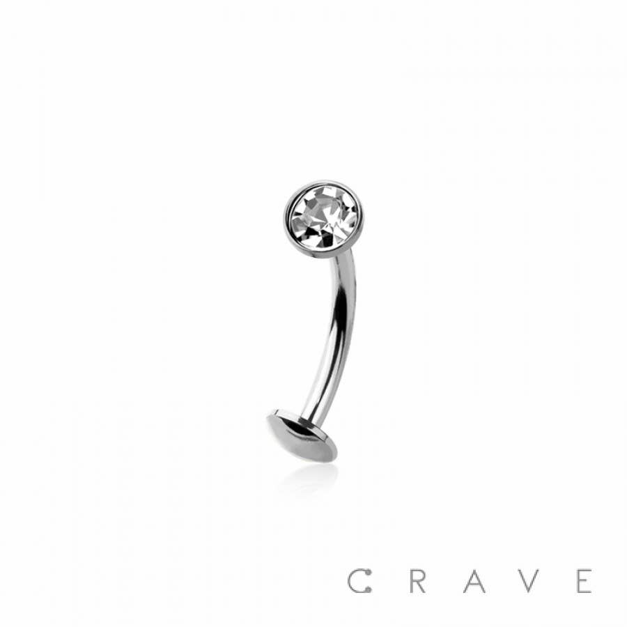BEZEL CZ GEM 316L SURGICAL STEEL THREADLESS FLOATING BELLY B