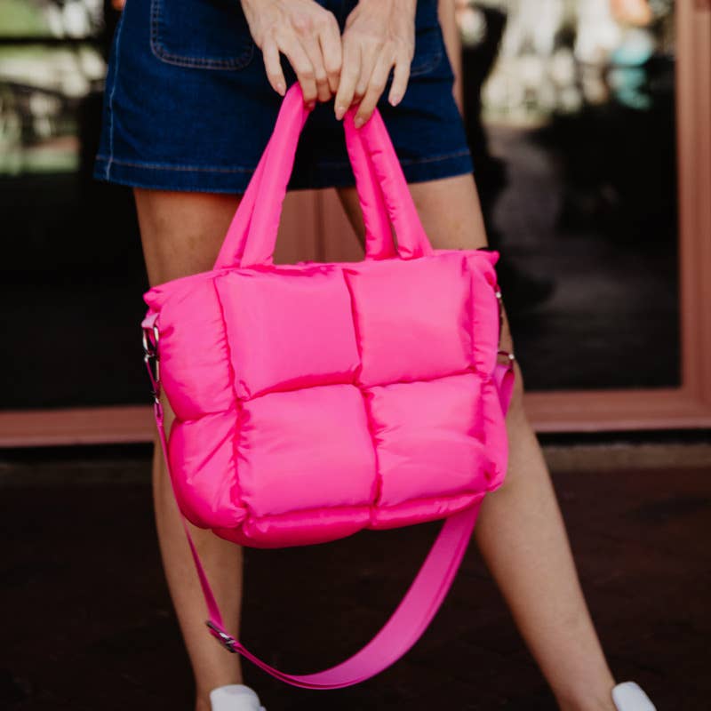 Hot Pink Mini Puffer Tote