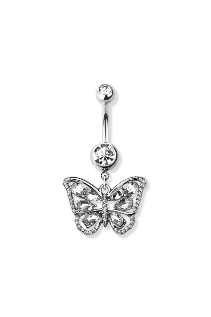 BUTTERFLY DANGEL 316L SURGICAL STEEL NAVEL RING