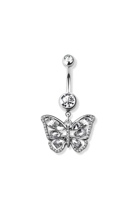 BUTTERFLY DANGEL 316L SURGICAL STEEL NAVEL RING