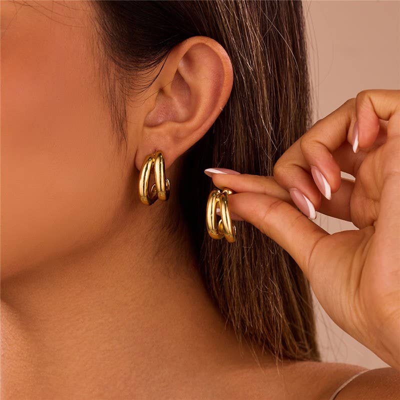 Double-Hoop Sculptural Earrings |