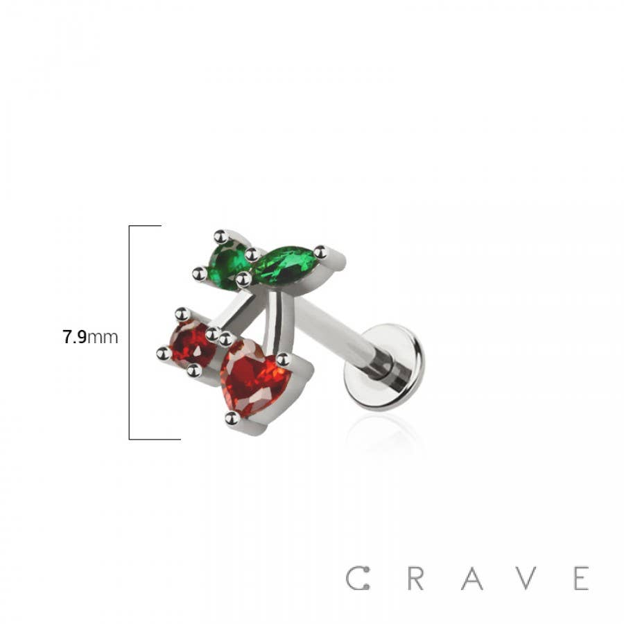 CZ CHERRY TOP 316L SURGICAL STEEL THREADLESS (PUSH IN ) LABR