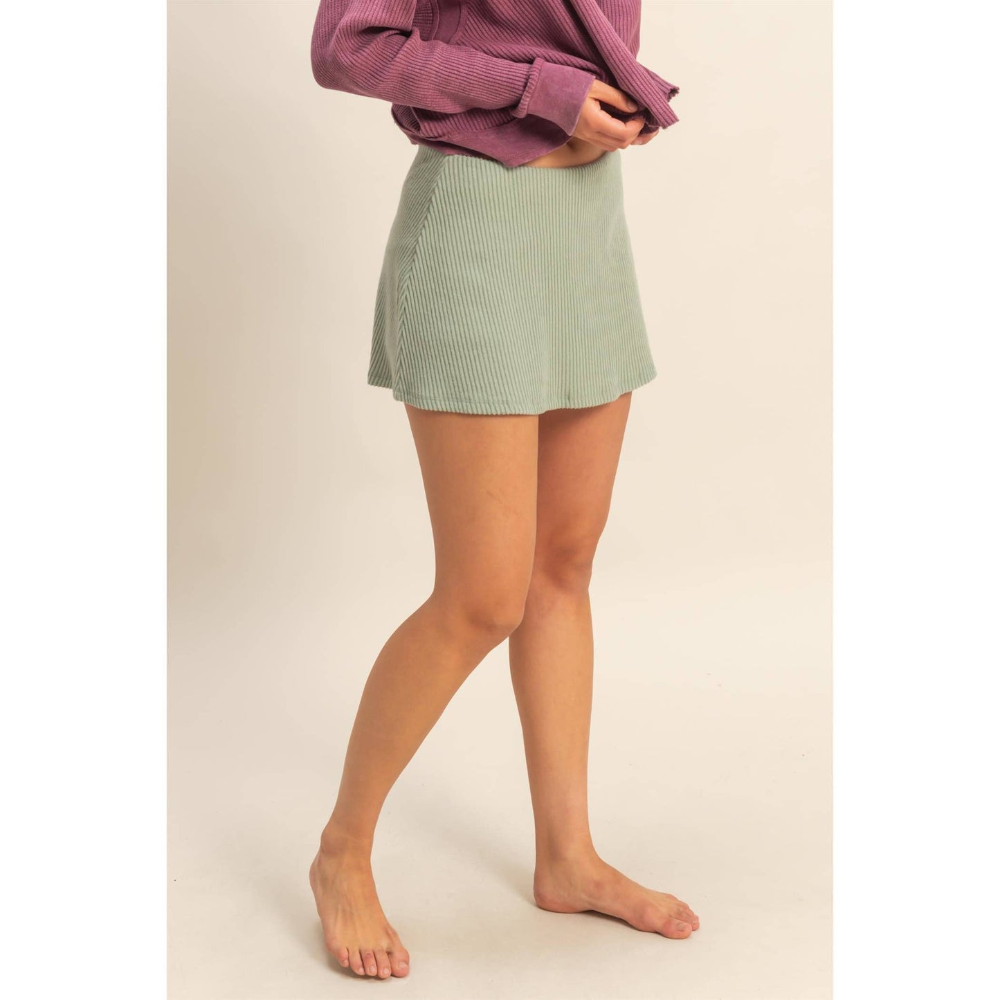 Blooming Soft Ribbed Skort