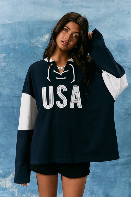 Team USA Lace-Up Pullover