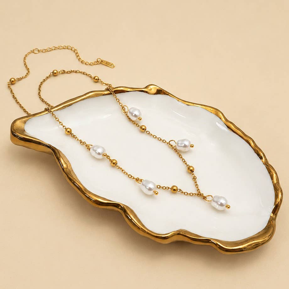 STAINLESS STEEL TARNISH FREE PEARL NECKLACE | 40NK9745