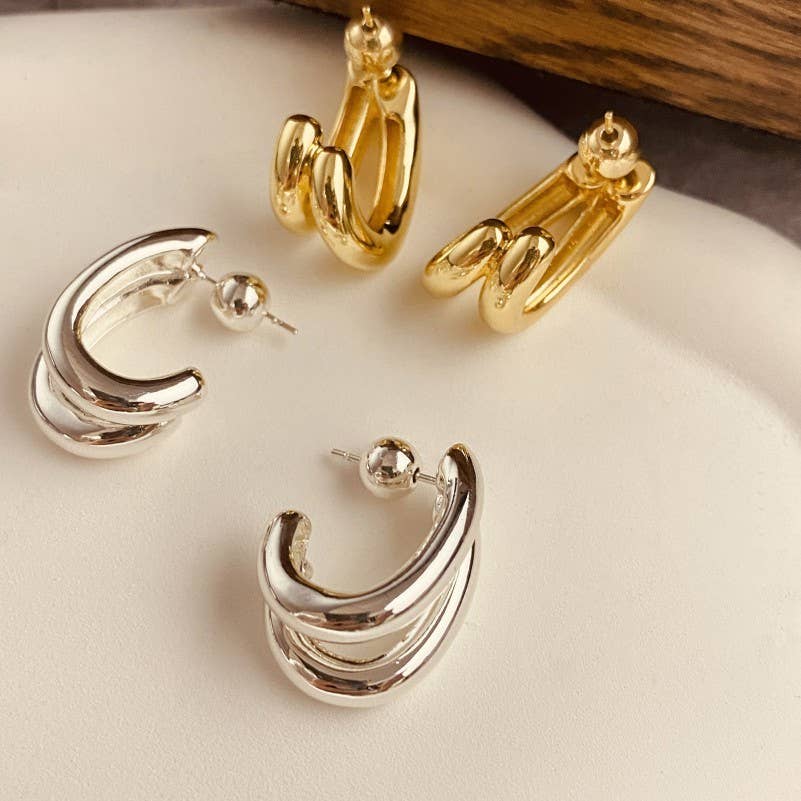 Double-Hoop Sculptural Earrings |