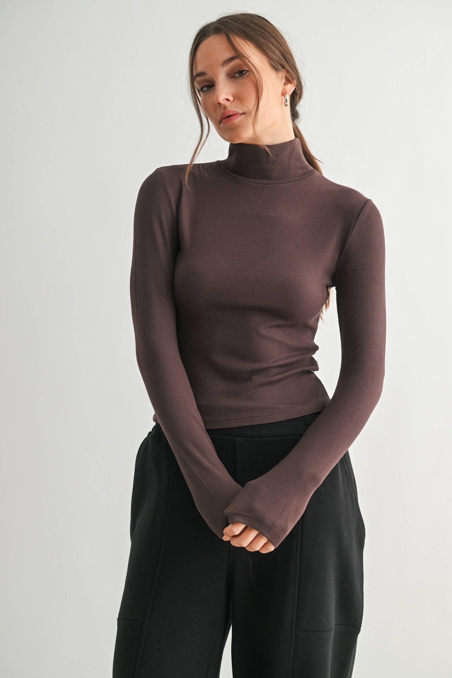 MonoB Micro Ribbed Long Sleeve Turtleneck
