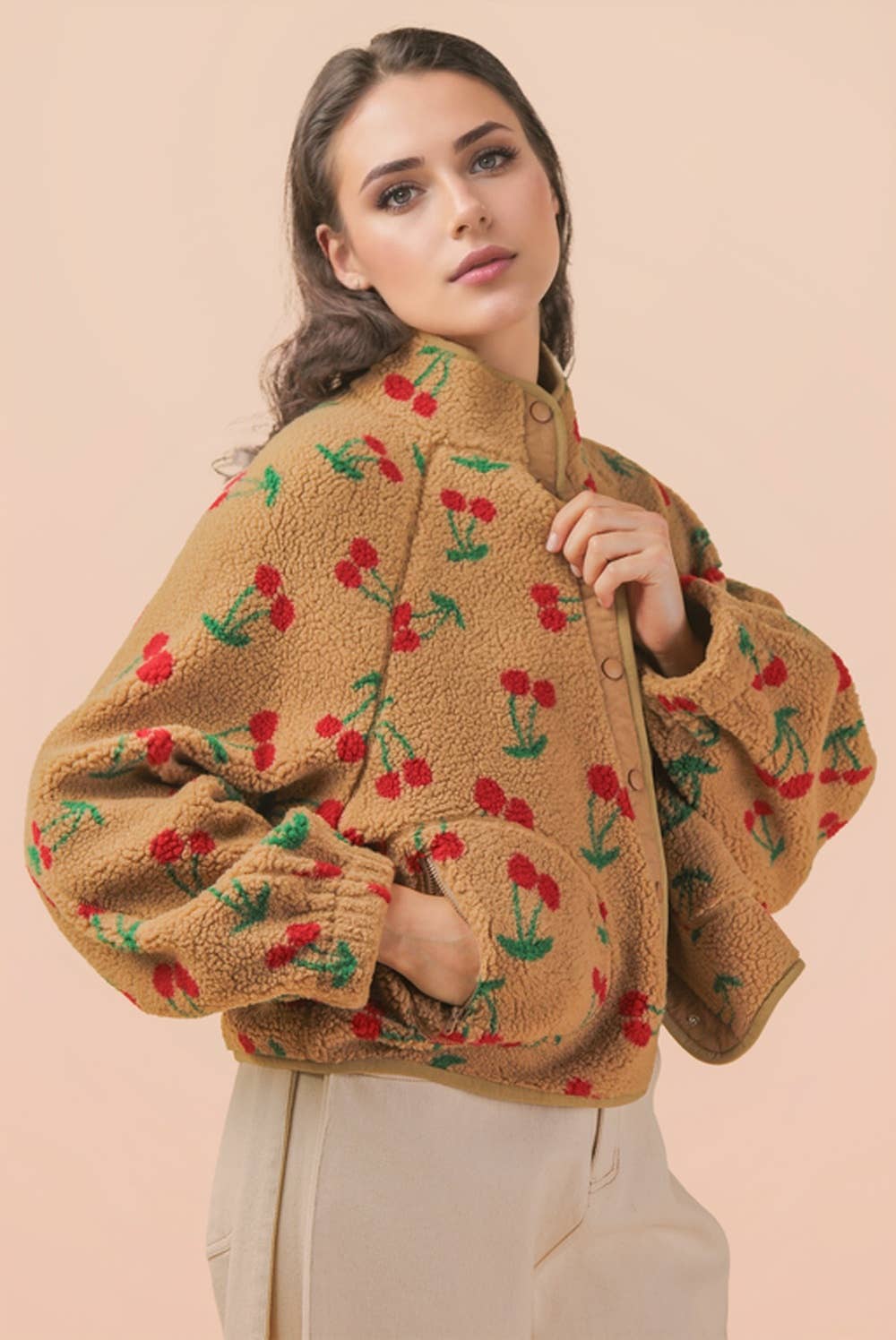 Wild Cherry Fleece Oversized Jacket