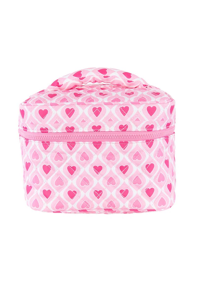 Light and Hot Pink Hearts Makeup Travel Bag