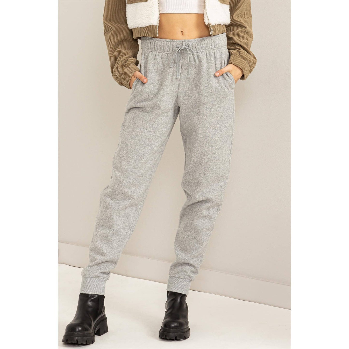 Mid-Rise Drawstring Jogger Pants