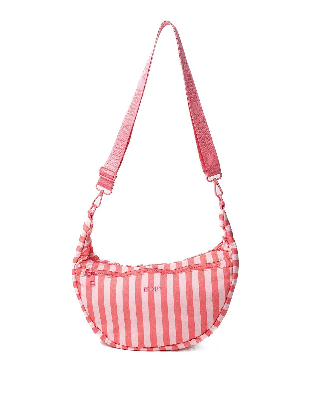 Coral Stripe Crescent Bag