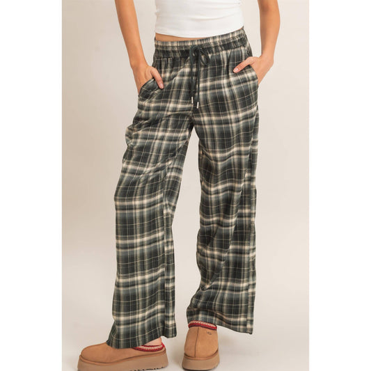 Plaid Wide-Leg Pants