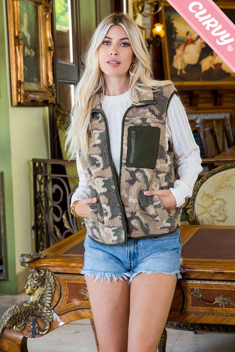 PLUS CAMO SHERPA VEST