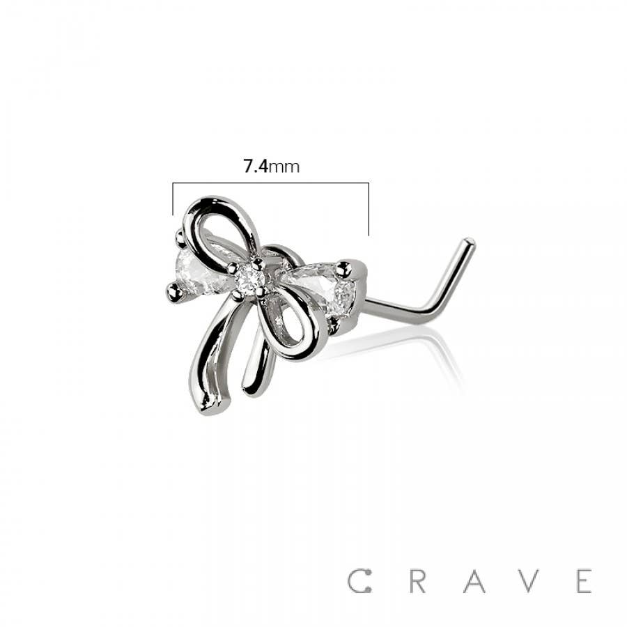 MULTI CZ RIBBON 316L SURGICAL STEEL L-SHAPE NOSE RING