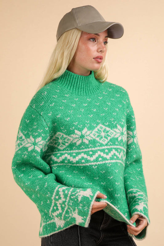 Oversized Nordic Christmas Holiday Sweater Top