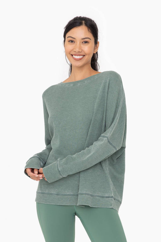 MonoB Waffle Ribbed Roundneck Pullover