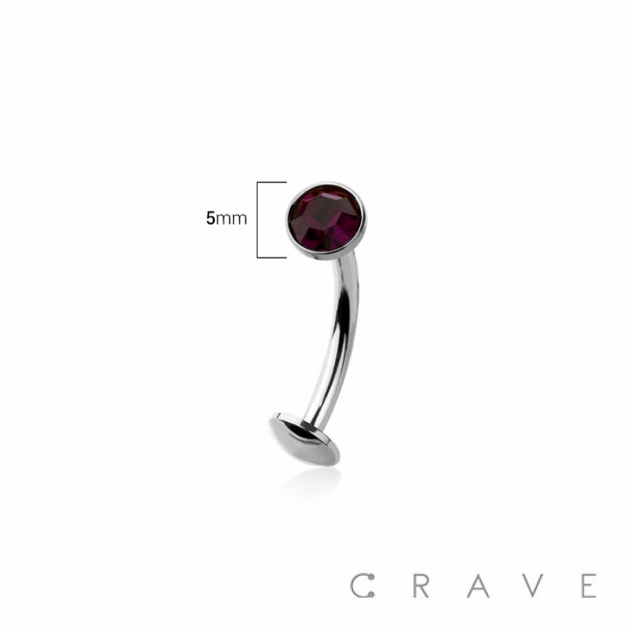 BEZEL CZ GEM 316L SURGICAL STEEL THREADLESS FLOATING BELLY B