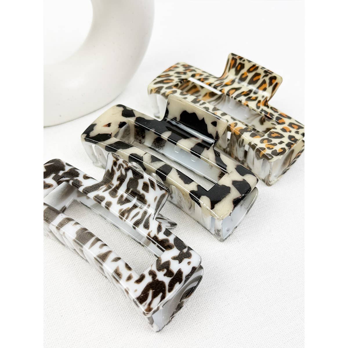 Leopard Print Rectangle Hair Claw Clip