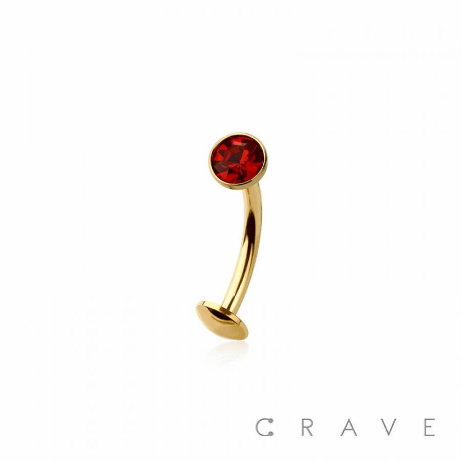 BEZEL CZ GEM 316L SURGICAL STEEL THREADLESS FLOATING BELLY B