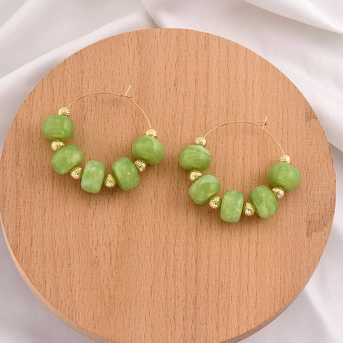 Boho Resin Beaded Hoop Earrings